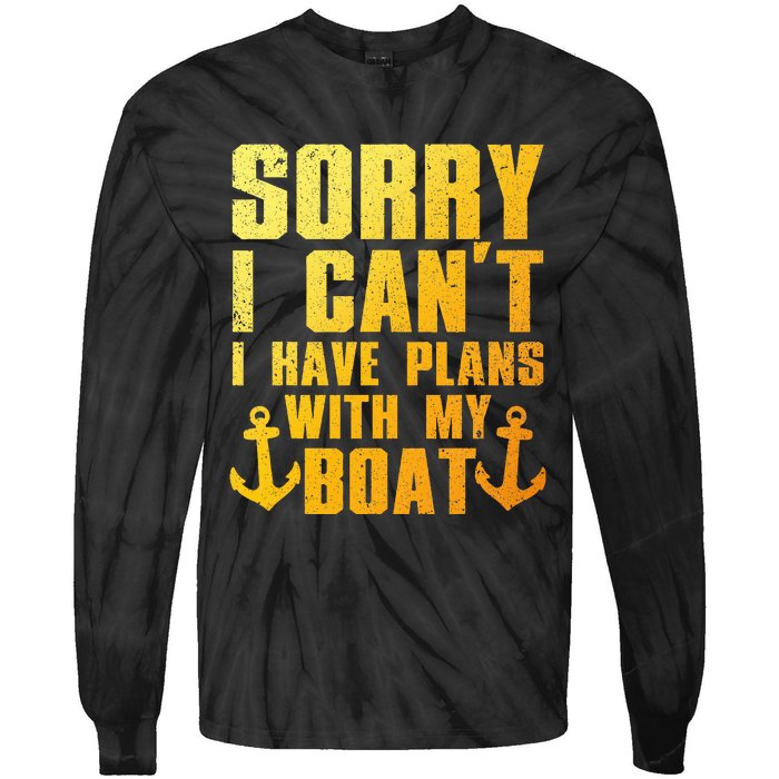 Cool Boat Captain For Pontoon Boat Owners Boating Tie-Dye Long Sleeve Shirt