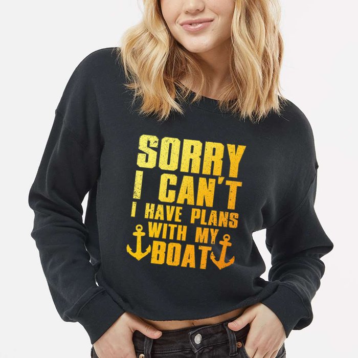 Cool Boat Captain For Pontoon Boat Owners Boating Cropped Pullover Crew