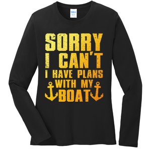 Cool Boat Captain For Pontoon Boat Owners Boating Ladies Long Sleeve Shirt