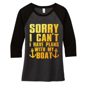 Cool Boat Captain For Pontoon Boat Owners Boating Women's Tri-Blend 3/4-Sleeve Raglan Shirt