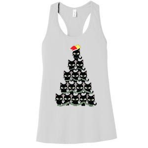 Christmas Black Cat Christmas Tree With Black Kitty Women's Racerback Tank