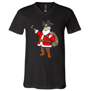 Caribbean Buccaneer Christmas Freebooter Boy Santa Pirate V-Neck T-Shirt