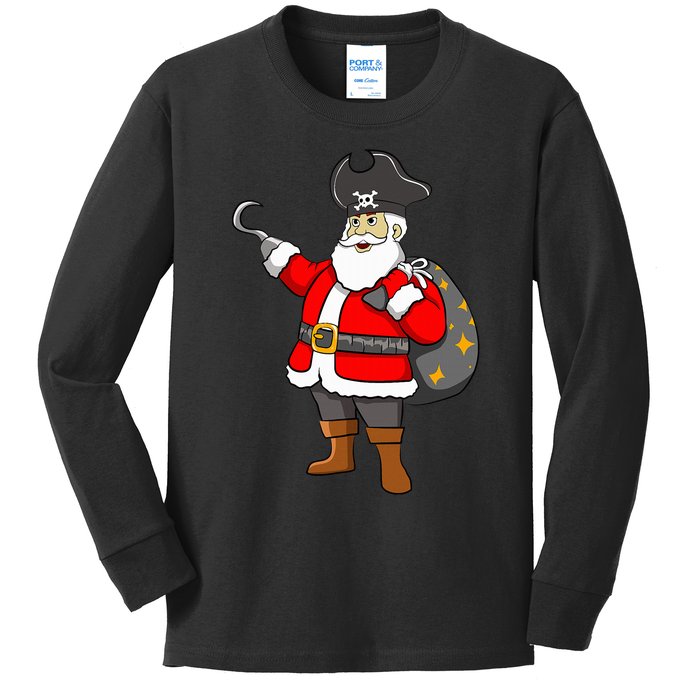 Caribbean Buccaneer Christmas Freebooter Boy Santa Pirate Kids Long Sleeve Shirt