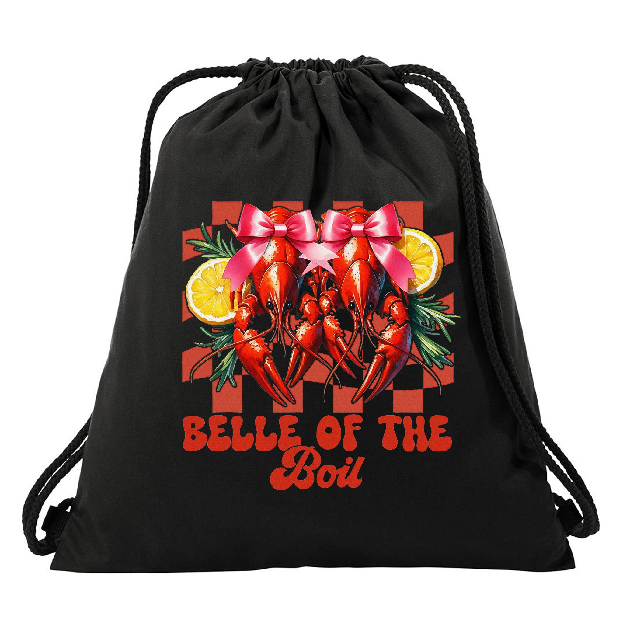 Crawfish Boil Coquette Bow Belle Of The Boil Cajun Seafood Drawstring Bag