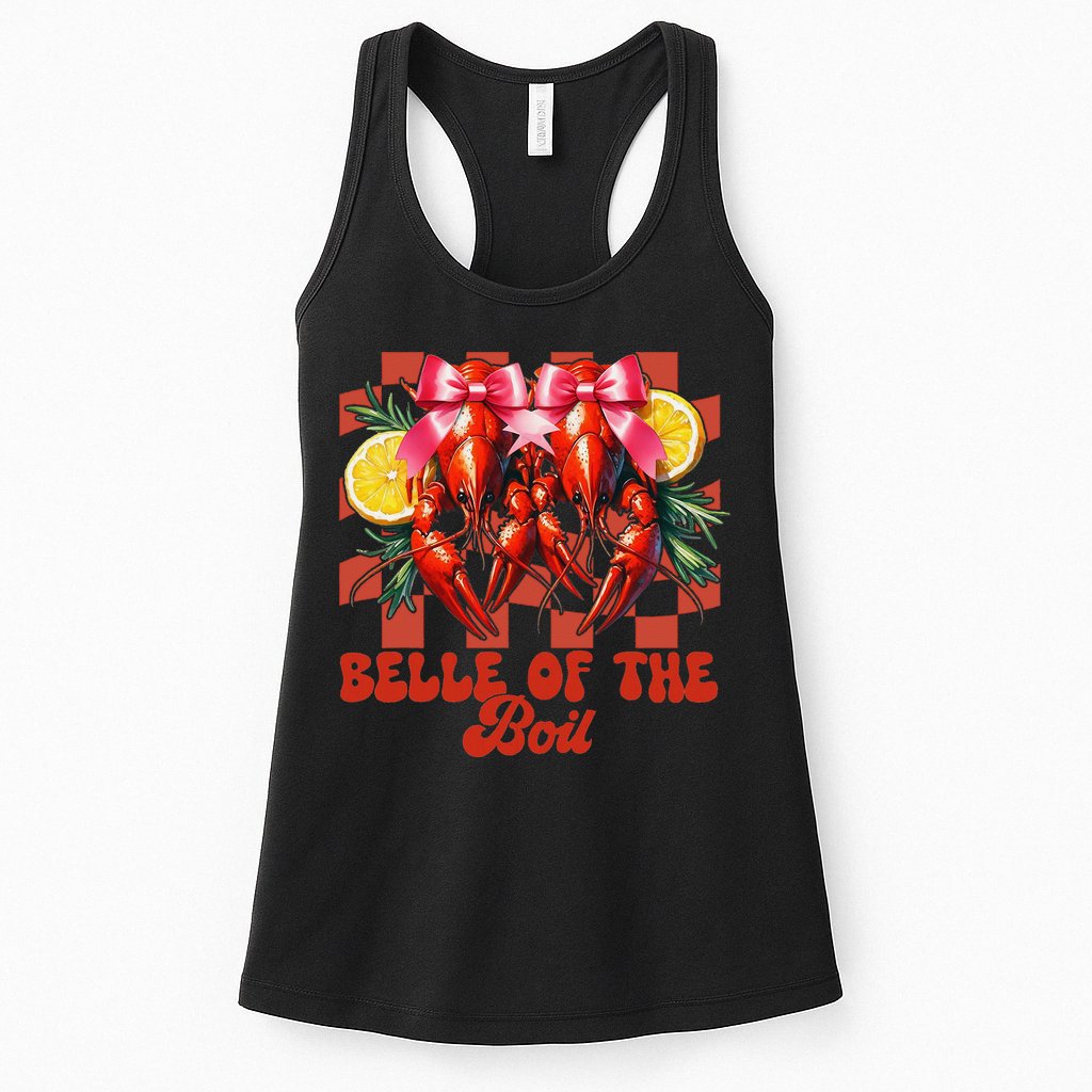 Crawfish Boil Coquette Bow Belle Of The Boil Cajun Seafood Womens Tank Top