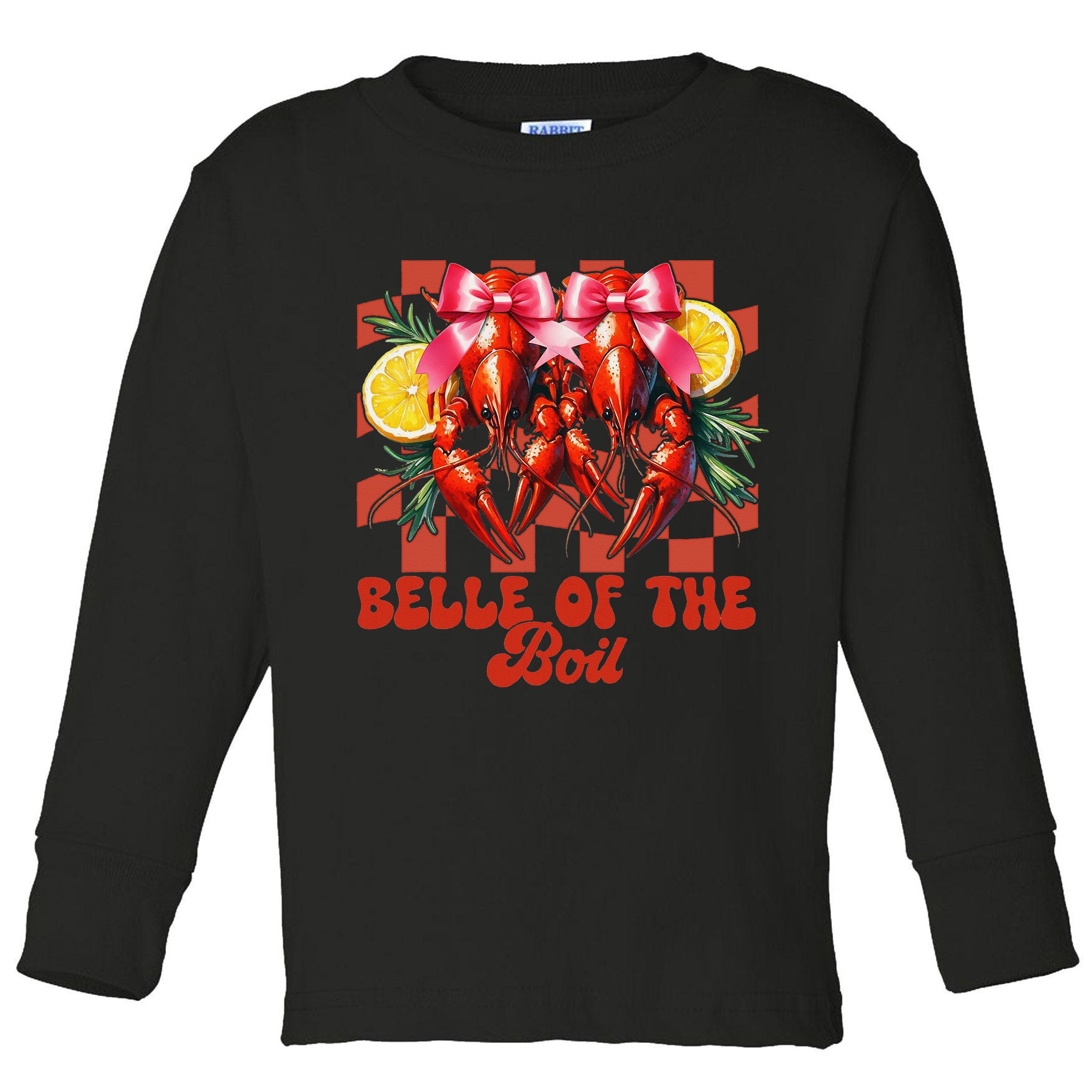 Crawfish Boil Coquette Bow Belle Of The Boil Cajun Seafood Toddler Long Sleeve Shirt