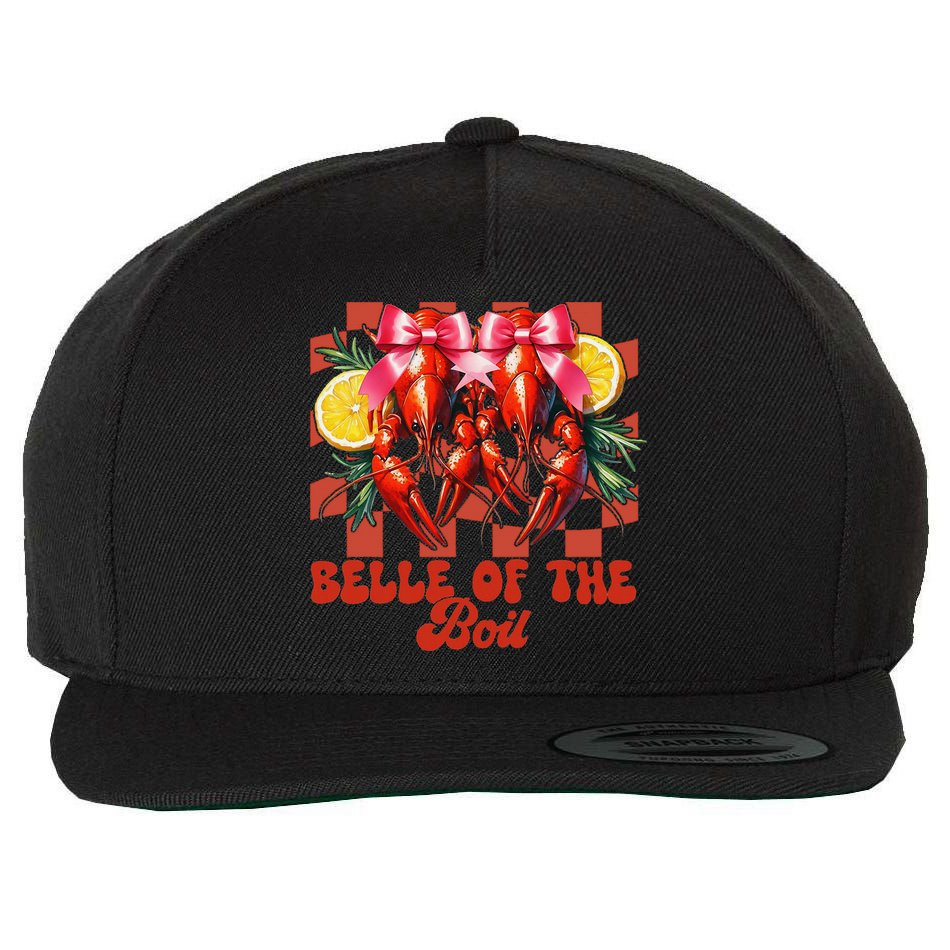 Crawfish Boil Coquette Bow Belle Of The Boil Cajun Seafood Wool Snapback Cap