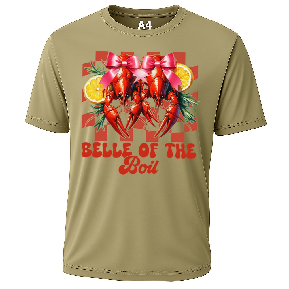 Crawfish Boil Coquette Bow Belle Of The Boil Cajun Seafood Cooling Performance Crew T-Shirt