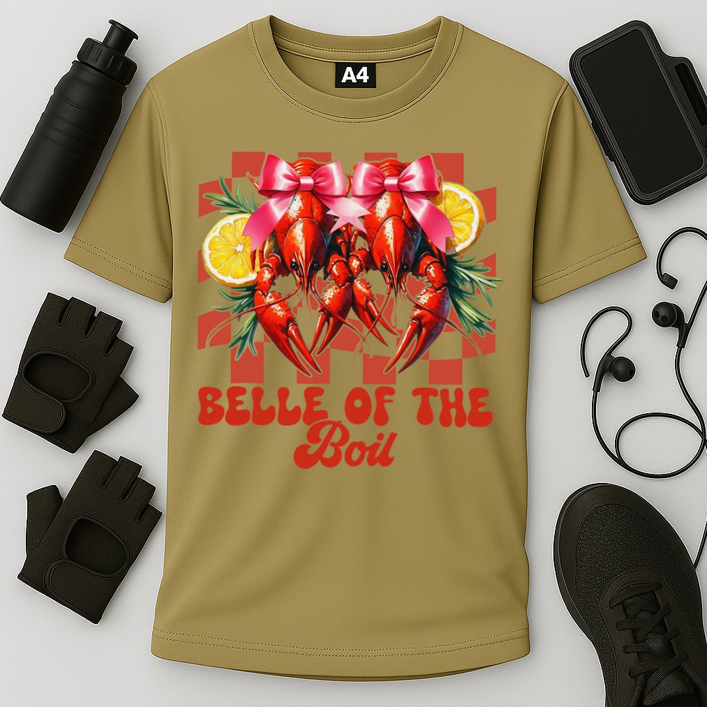 Crawfish Boil Coquette Bow Belle Of The Boil Cajun Seafood Cooling Performance Crew T-Shirt