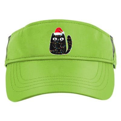 Cute Black Cat Santa Christmas Lights Meow Kitty Kitten Xmas Adult Drive Performance Visor