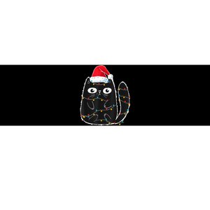 Cute Black Cat Santa Christmas Lights Meow Kitty Kitten Xmas Bumper Sticker