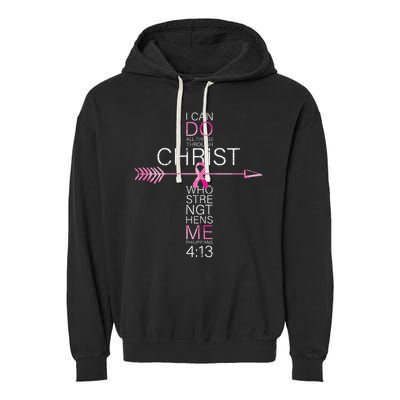 Christian Breast Cancer Cross Religious Bible Verse Garment-Dyed Fleece Hoodie