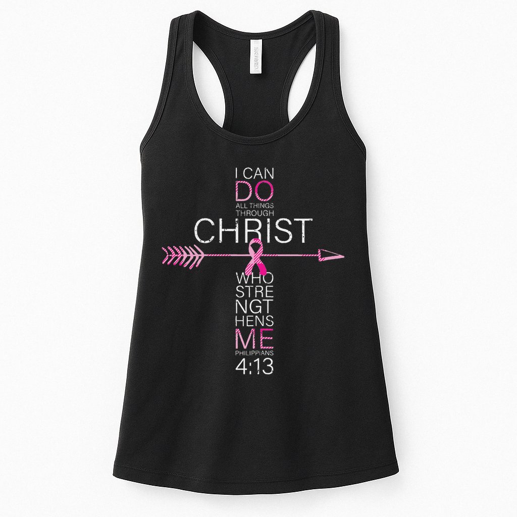 Christian Breast Cancer Cross Religious Bible Verse Womens Tank Top