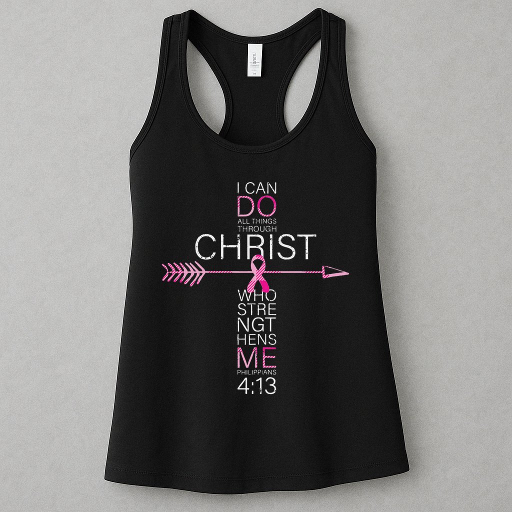 Christian Breast Cancer Cross Religious Bible Verse Womens Tank Top