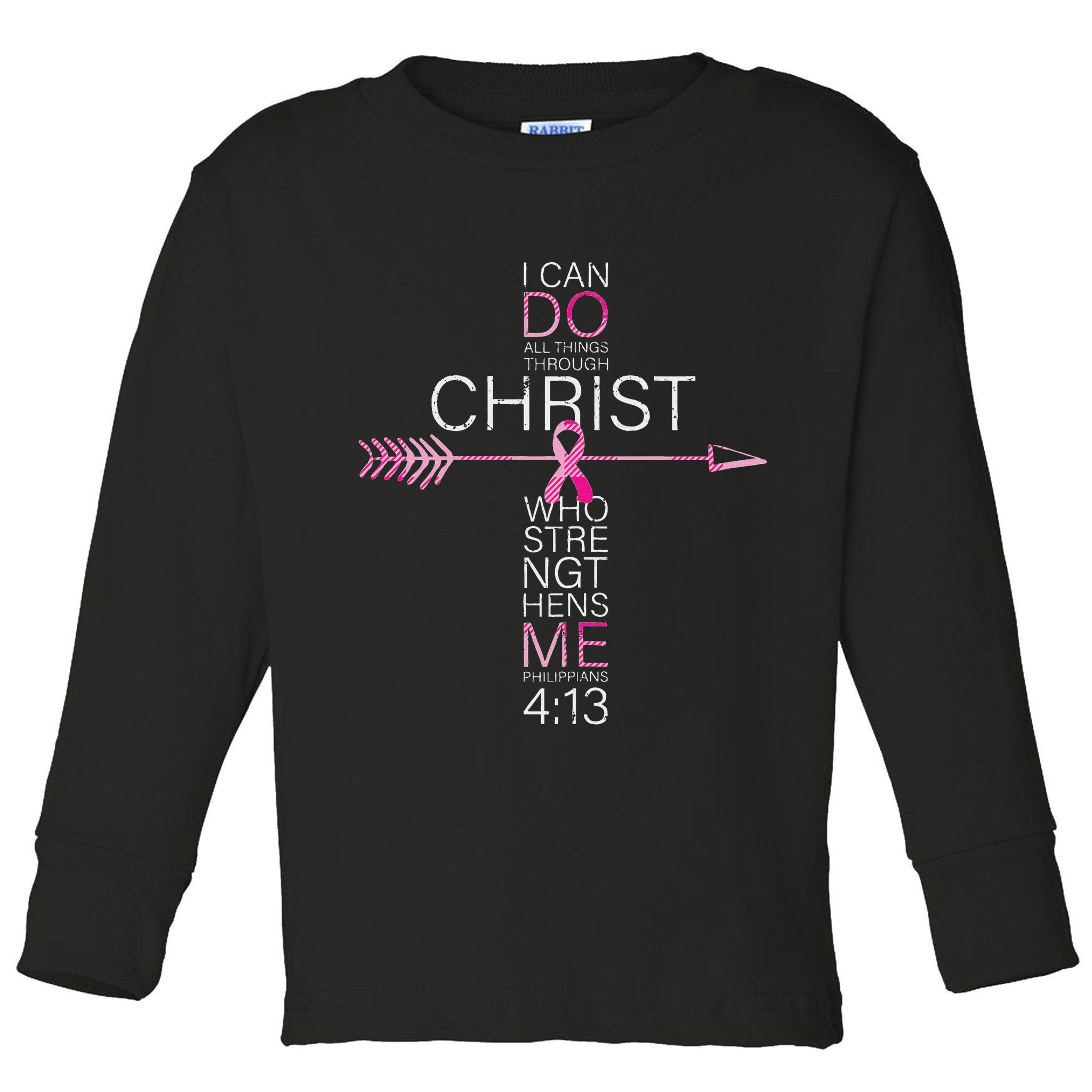 Christian Breast Cancer Cross Religious Bible Verse Toddler Long Sleeve Shirt