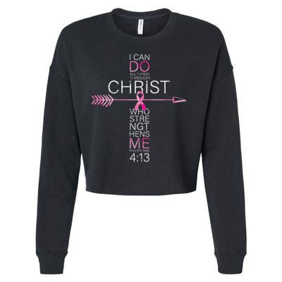 Christian Breast Cancer Cross Religious Bible Verse Cropped Pullover Crew