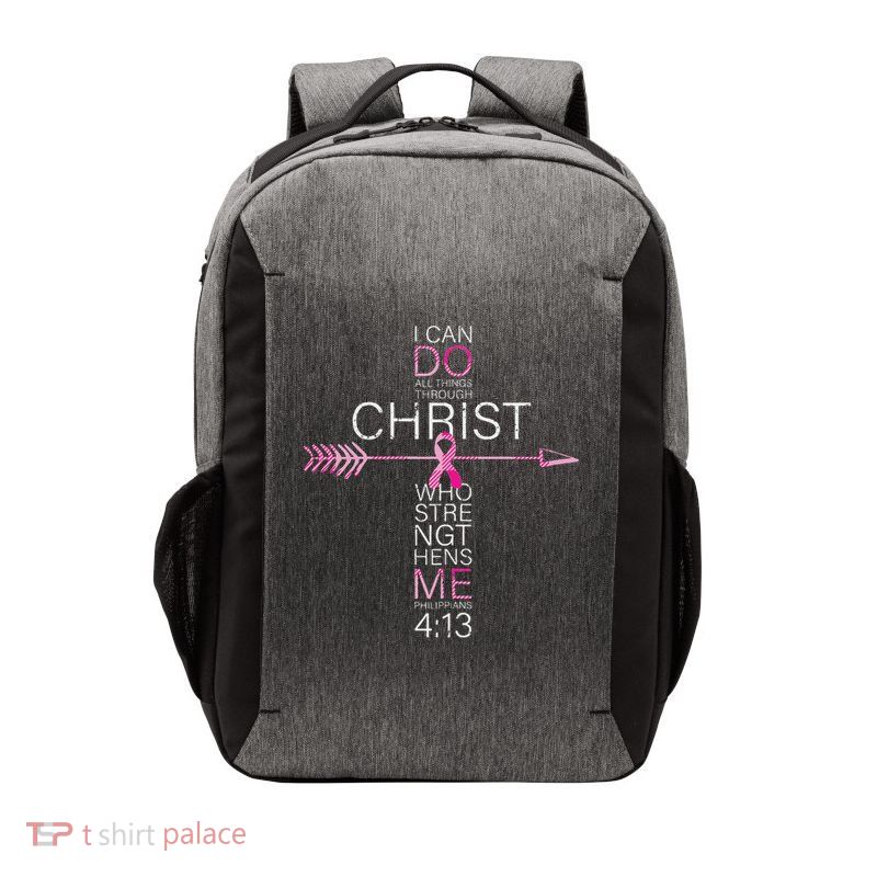 Christian Breast Cancer Cross Religious Bible Verse Vector Backpack