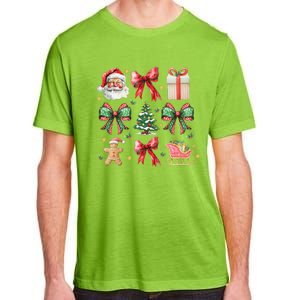 Coquette Bow Christmas Santa Claus Gingerbread Xmas Matching Adult ChromaSoft Performance T-Shirt