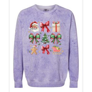 Coquette Bow Christmas Santa Claus Gingerbread Xmas Matching Colorblast Crewneck Sweatshirt