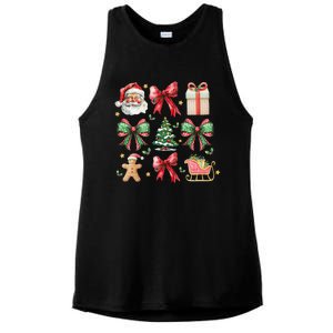 Coquette Bow Christmas Santa Claus Gingerbread Xmas Matching Ladies PosiCharge Tri-Blend Wicking Tank