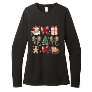 Coquette Bow Christmas Santa Claus Gingerbread Xmas Matching Womens CVC Long Sleeve Shirt