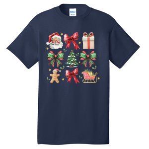 Coquette Bow Christmas Santa Claus Gingerbread Xmas Matching Tall T-Shirt