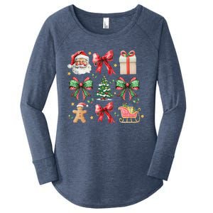 Coquette Bow Christmas Santa Claus Gingerbread Xmas Matching Women's Perfect Tri Tunic Long Sleeve Shirt