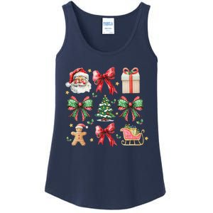 Coquette Bow Christmas Santa Claus Gingerbread Xmas Matching Ladies Essential Tank