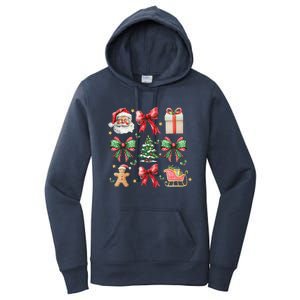 Coquette Bow Christmas Santa Claus Gingerbread Xmas Matching Women's Pullover Hoodie