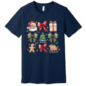 Coquette Bow Christmas Santa Claus Gingerbread Xmas Matching Premium T-Shirt