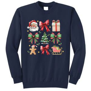 Coquette Bow Christmas Santa Claus Gingerbread Xmas Matching Tall Sweatshirt