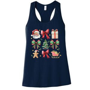 Coquette Bow Christmas Santa Claus Gingerbread Xmas Matching Women's Racerback Tank