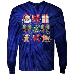 Coquette Bow Christmas Santa Claus Gingerbread Xmas Matching Tie-Dye Long Sleeve Shirt