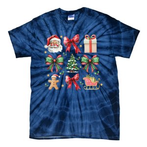 Coquette Bow Christmas Santa Claus Gingerbread Xmas Matching Tie-Dye T-Shirt