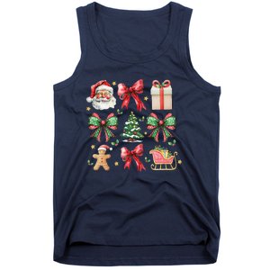 Coquette Bow Christmas Santa Claus Gingerbread Xmas Matching Tank Top