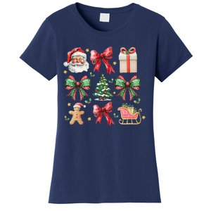 Coquette Bow Christmas Santa Claus Gingerbread Xmas Matching Women's T-Shirt