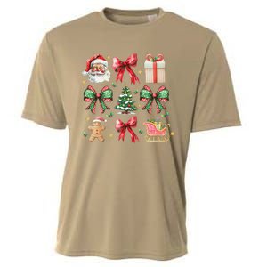 Coquette Bow Christmas Santa Claus Gingerbread Xmas Matching Cooling Performance Crew T-Shirt