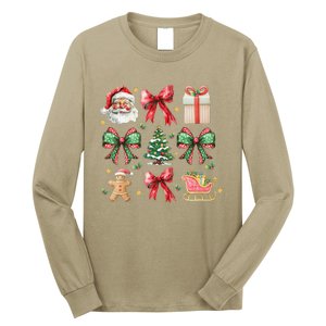 Coquette Bow Christmas Santa Claus Gingerbread Xmas Matching Long Sleeve Shirt