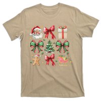 Coquette Bow Christmas Santa Claus Gingerbread Xmas Matching T-Shirt