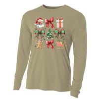 Coquette Bow Christmas Santa Claus Gingerbread Xmas Matching Cooling Performance Long Sleeve Crew