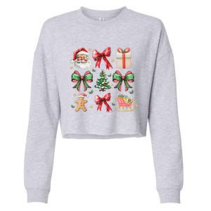 Coquette Bow Christmas Santa Claus Gingerbread Xmas Matching Cropped Pullover Crew