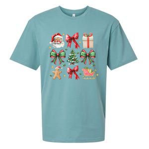 Coquette Bow Christmas Santa Claus Gingerbread Xmas Matching Sueded Cloud Jersey T-Shirt