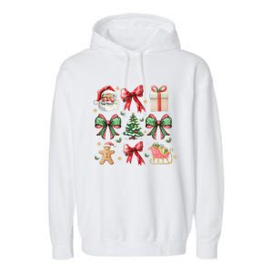 Coquette Bow Christmas Santa Claus Gingerbread Xmas Matching Garment-Dyed Fleece Hoodie