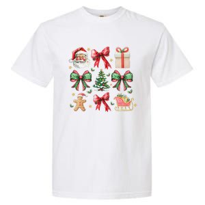 Coquette Bow Christmas Santa Claus Gingerbread Xmas Matching Garment-Dyed Heavyweight T-Shirt