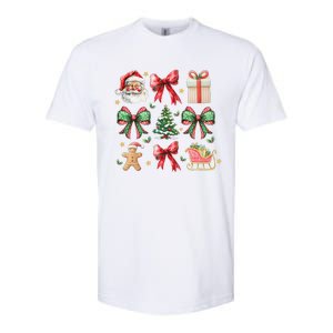 Coquette Bow Christmas Santa Claus Gingerbread Xmas Matching Softstyle CVC T-Shirt