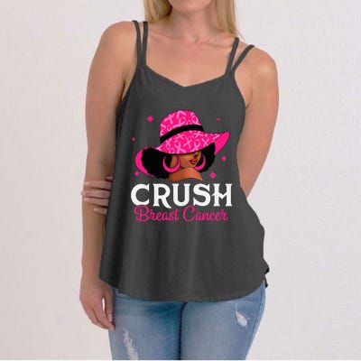 Crush Breast Cancer Awareness Black Women P.I.N.K Queen Warrior Women's Strappy Tank