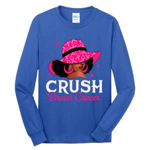 Crush Breast Cancer Awareness Black Women P.I.N.K Queen Warrior Tall Long Sleeve T-Shirt