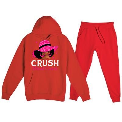 Crush Breast Cancer Awareness Black Women P.I.N.K Queen Warrior Premium Hooded Sweatsuit Set