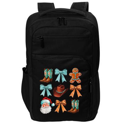 Coquette Bow Christmas Boots Hat Santa Claus Gingerbread Impact Tech Backpack