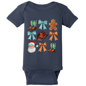 Coquette Bow Christmas Boots Hat Santa Claus Gingerbread Baby Bodysuit